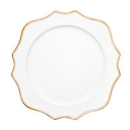 Charger Plate, Scalloped Gold Rim Charger - Linen Effects